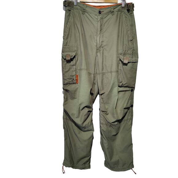 Vintage 90s Abercrombie & Fitch Men's Sz M Green Paratroops Pants Cargo Wide Leg - Picture 1 of 8